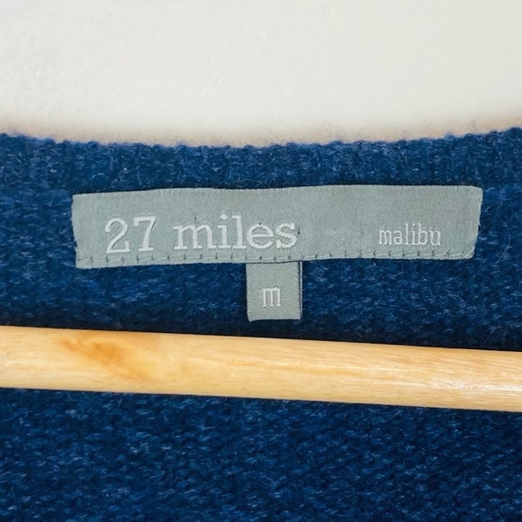 27 Miles Malibu Blue Cashmere lace up sweater. Size Medium - Picture 3 of 5
